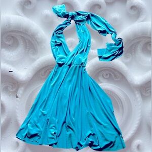 Sugarlips Teal Halter Maxi Dress